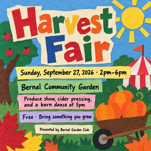 School Cutout Collage style social post for a fictional post: Harvest Fair