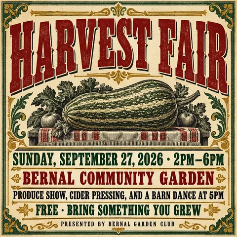 Victorian Broadside style social post for a fictional post: Harvest Fair